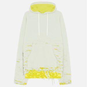 John Elliott Reverse Burnt Out Hoodie Ivory / Yellow Colorway - Medium
